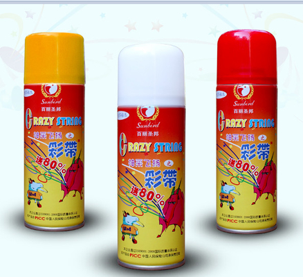 Non-flammable 250ml Aerosol Spray Crazy Silly String Spray Dekorasi pesta Perlengkapan pesta